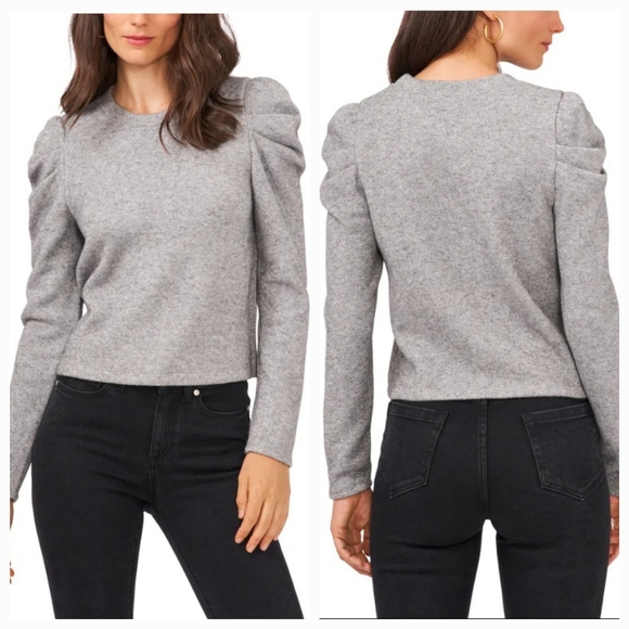 NEW 1. State Romantic Blooms Dark Heather Gray Chenille Ribbed Sweater size Med - Picture 3 of 10